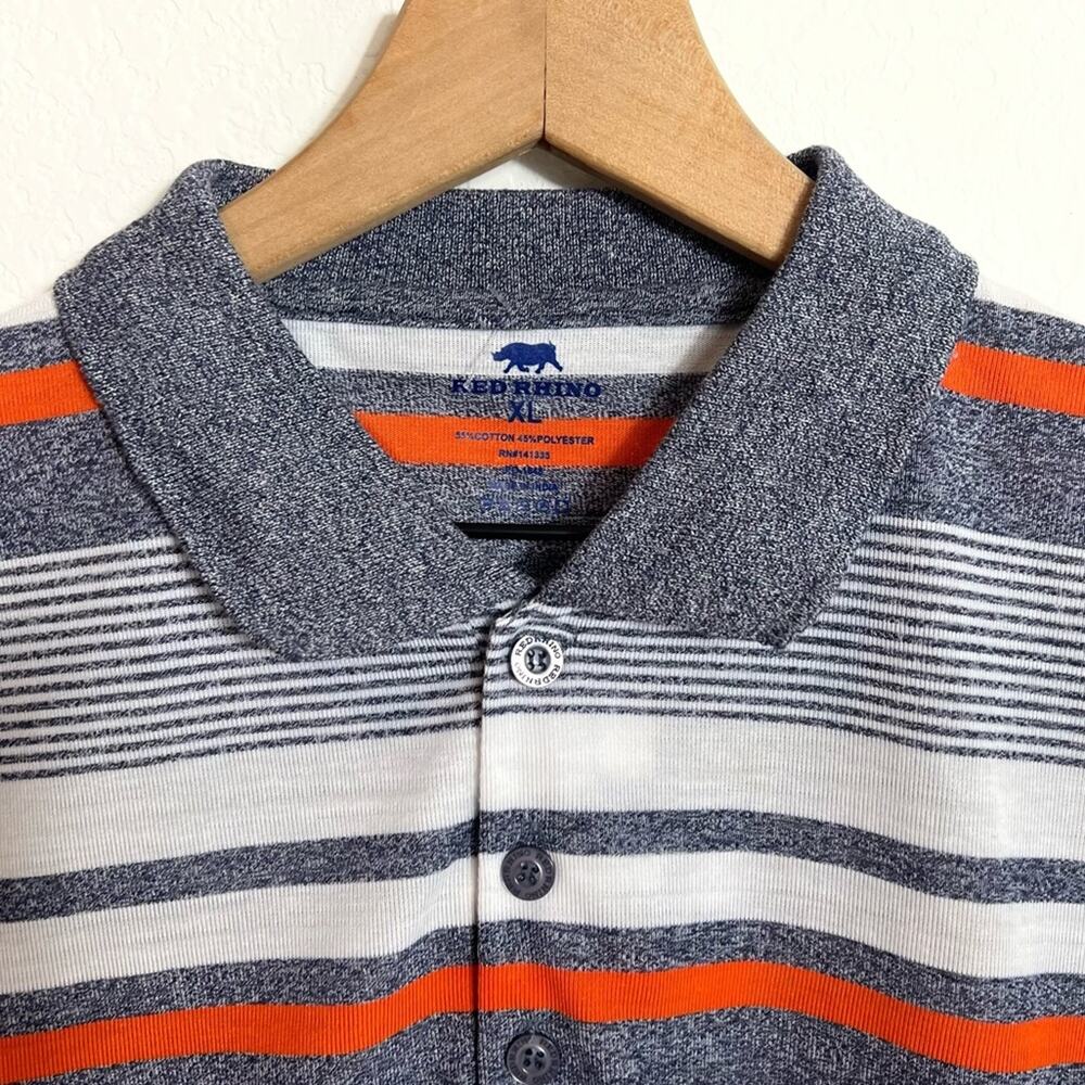 Red Rhino Blue Orange Stripes XL Short Sleeve Men Polo Shirt Brand New - Picture 7 of 7